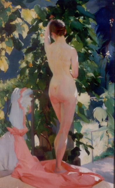 Virgilio Costantini | A standing nude, Öl auf Leinwand, 139,7 x 86,4 cm, signed l.l.