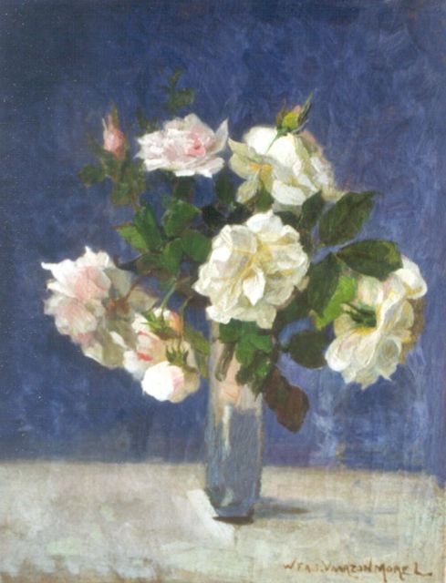 Willem Vaarzon Morel | A still life with roses, Öl auf Leinwand, 35,2 x 27,2 cm, Unterzeichnet u.r.