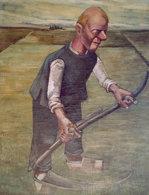 Henk Krijger | The mower, Öl auf Leinwand, 91,4 x 69,7 cm, signed l.l. und dated 1940