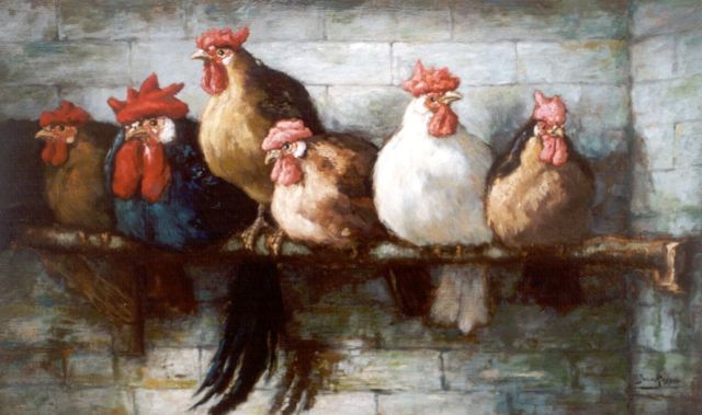 Jacob van Rossum | Poultry, Öl auf Holz, 37,7 x 62,8 cm, signed l.r.