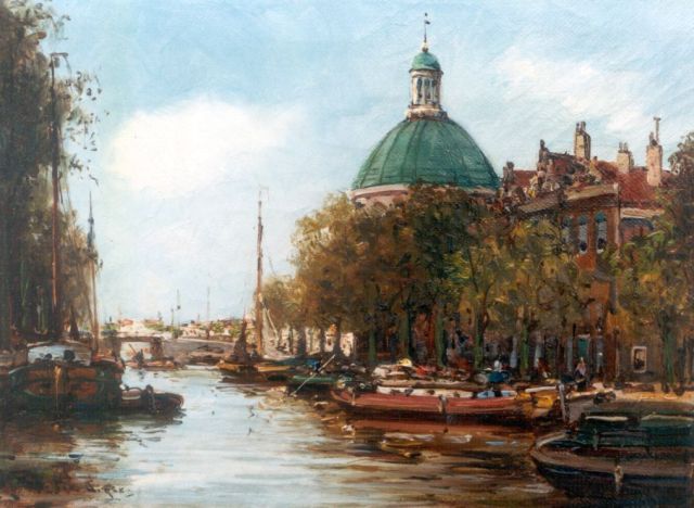 Anton Dirckx | A view of the 'Lutherse kerk', Amsterdam, Öl auf Leinwand, 18,4 x 24,2 cm, signed l.l.