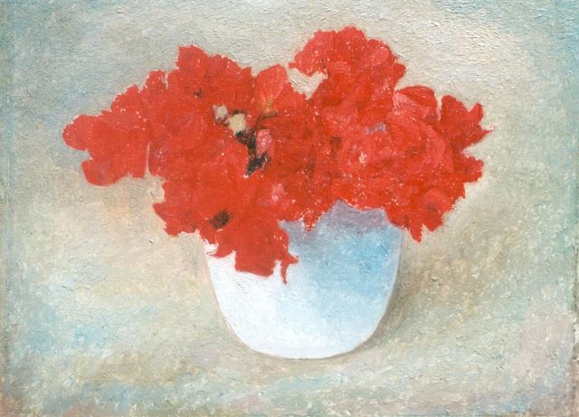 Jan Herwijnen | Lathyrus in a white vase, Öl auf Holz, 21,0 x 27,2 cm, signed l.l. with initials