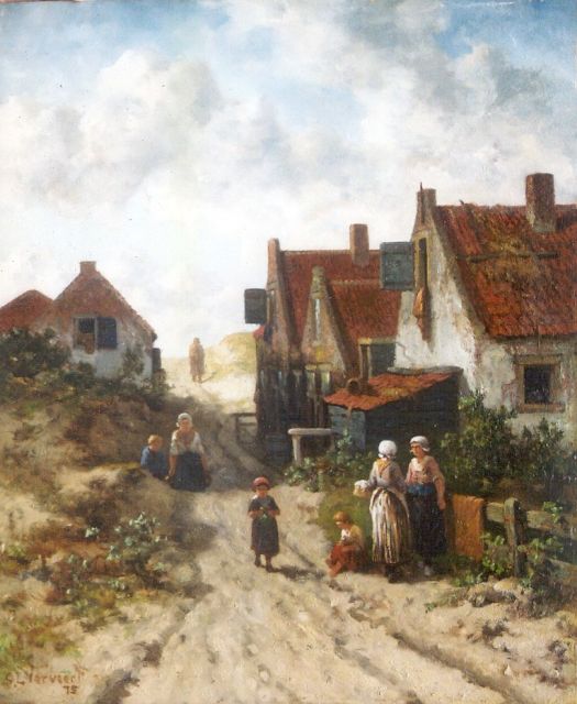 Salomon Verveer | Behind the dunes, Oud-Scheveningen, Öl auf Holz, 40,1 x 33,4 cm, signed l.l. und dated '75