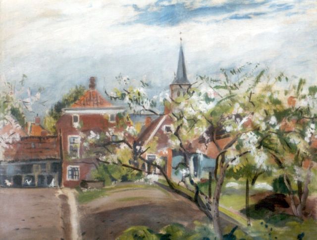 Bakker J.  | A view of the Pastorieweg, Warffum, Öl auf Leinwand 50,0 x 60,3 cm