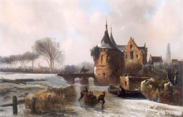 Abraham van der Wayen Pieterszen | Winterfun, Öl auf Holz, 23,7 x 33,8 cm