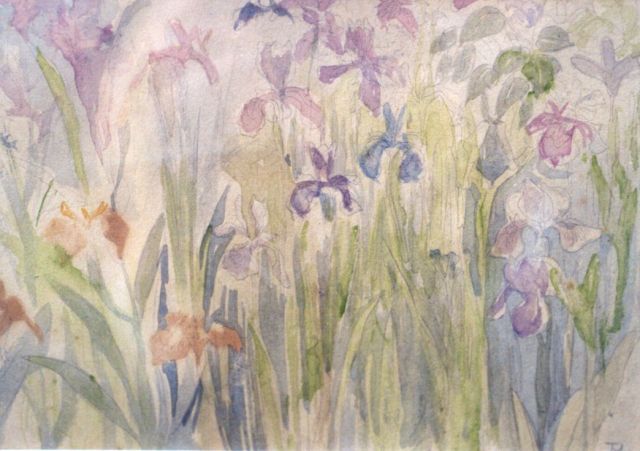 Theo van Hoytema | Flower garden, Bleistift und Aquarell auf Papier, 13,5 x 19,0 cm, signed l.r. with monogram
