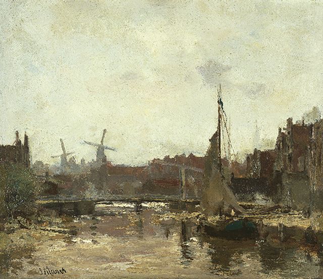 Jacob Maris | A view of Schiedam, Öl auf Tafel, 24,3 x 28,1 cm, signed l.l.