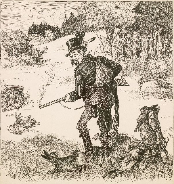 Theodor Graetz | Ein treffsicherer Schütze, Feder und Tinte auf Papier, 40,0 x 42,0 cm, Unterzeichnet l.u. und datiert 1908