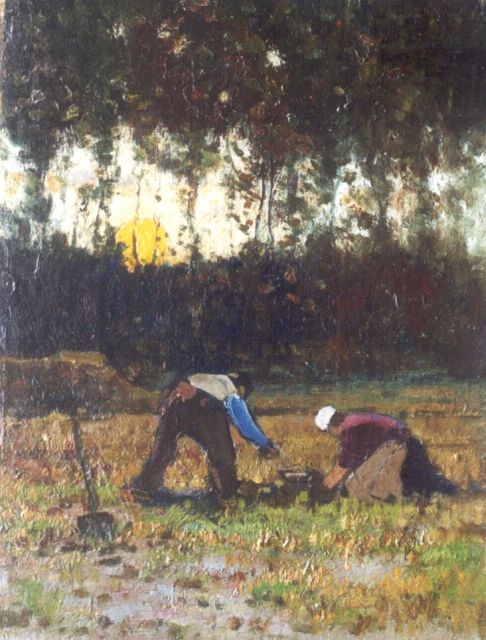 Kuijpers C.  | A landscape at sunrise, Öl auf Leinwand Malereifaser 30,6 x 24,0 cm