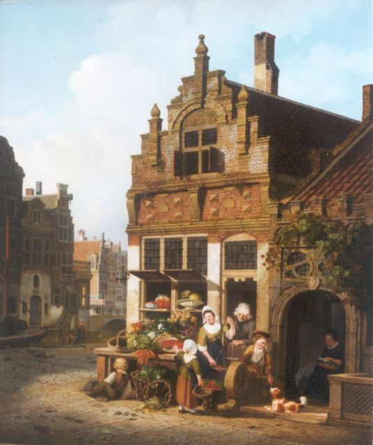 Jan Hendrik Verheijen | Selling vegetables, Öl auf Leinwand, 58,0 x 48,8 cm, signed l.r.
