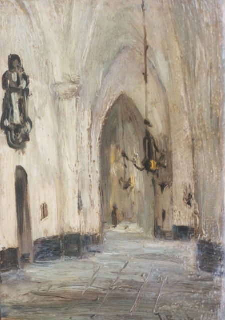 Bosboom J.  | A church interior, Öl auf Holz 12,5 x 8,8 cm, signed l.r.