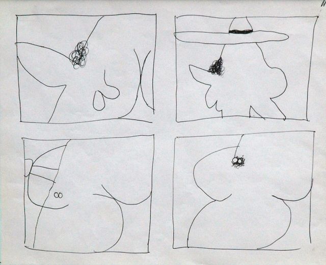 Jan Roëde | Erotische Skizzen, Feder auf Papier, 20,7 x 25,9 cm