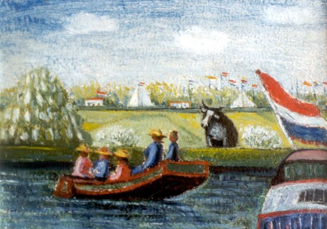 Kees Andréa | Sailing on the Kaag, Öl auf Holzfaser, 18,0 x 24,1 cm, Unterzeichnet l.u. und datiert 1972/3