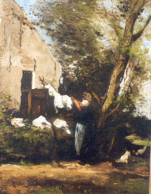 Willem George Frederik Jansen | Washing-day, Öl auf Holz, 27,5 x 21,7 cm, signed l.r.
