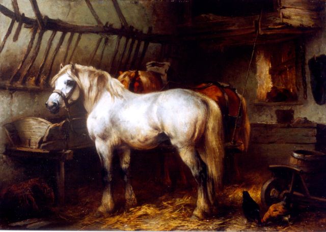 Wouter Verschuur jr. | Horses in a stable, Öl auf Holz, 24,5 x 33,4 cm, signed l.l.