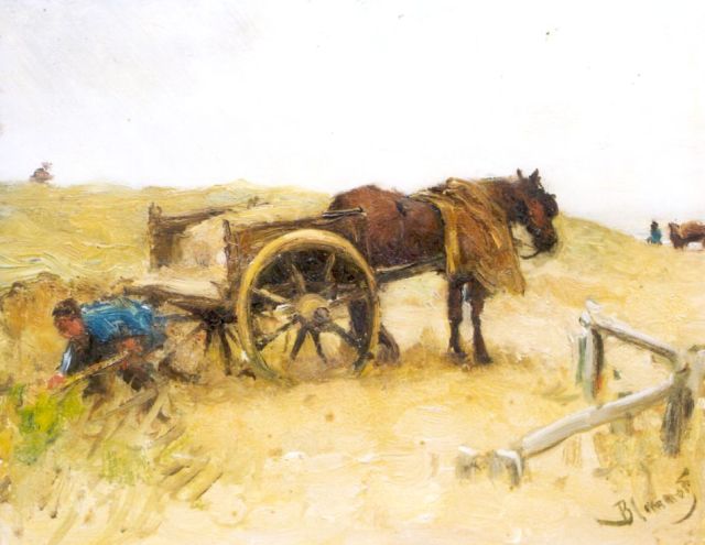 Bernard Blommers | Digging sand, Öl auf Tafel, 21,2 x 26,9 cm, signed l.r.
