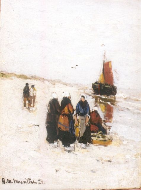 Morgenstjerne Munthe | Sorting the catch, Öl auf Malereifaser, 19,9 x 14,9 cm, signed l.l. und dated '24
