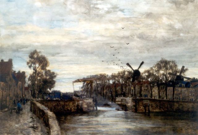 Johan Hendrik van Mastenbroek | Draw-bridge, Delfshaven, Aquarell auf Papier, 49,7 x 70,7 cm, signed l.l. und dated 1907