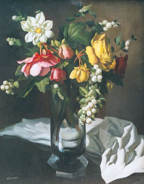 Adriaan van 't Hoff | A flower still life, Öl auf Leinwand, 50,0 x 40,2 cm, signed l.l.