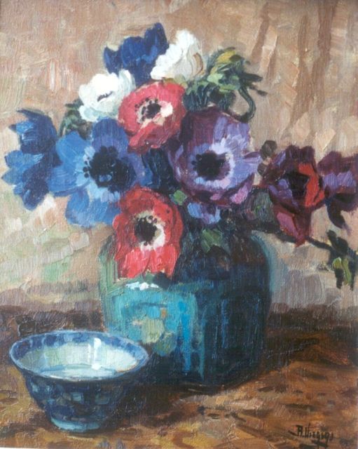 Ben Viegers | Anemones in a ginger jar, Öl auf Leinwand, 30,5 x 24,5 cm, signed l.r.