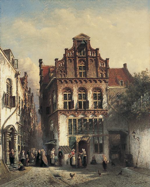 Petrus Gerardus Vertin | Daily activities in a Dutch town, Öl auf Leinwand, 74,9 x 60,2 cm, signed l.r. und dated '66