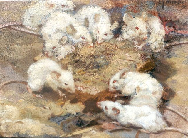 Cornelis Jan Mension | The mice's dinner, Öl auf Holz, 15,8 x 19,0 cm, signed u.r.