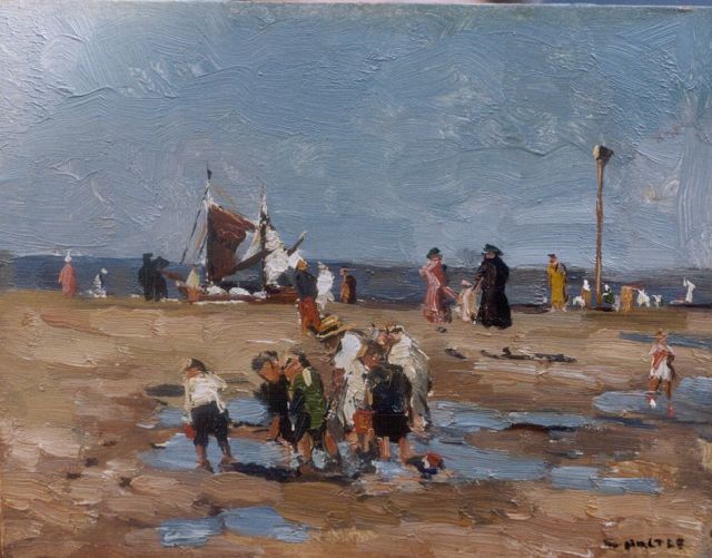 Cor Noltee | A sunny day on the beach, Öl auf Malerpappe, 18,8 x 24,1 cm, signed l.r.