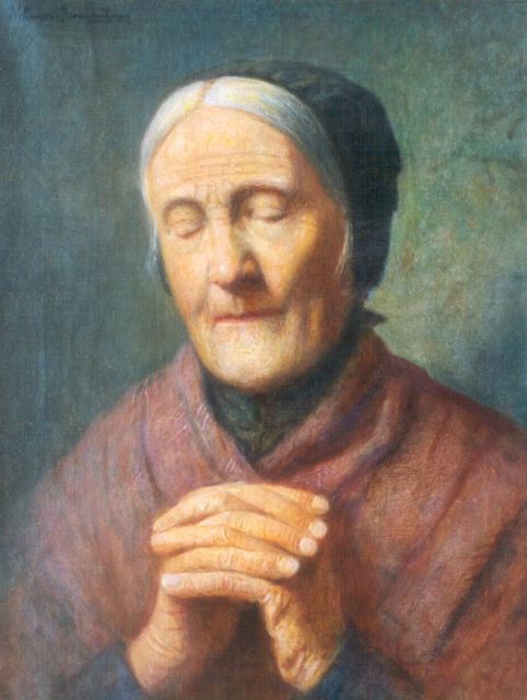 Willem van Nieuwenhoven | A woman praying, Öl auf Leinwand, 40,0 x 30,3 cm, signed u.l.