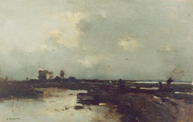 Knikker A.  | A view of the Nieuwkoopse plassen, Öl auf Holz 24,2 x 37,0 cm, signed l.l.