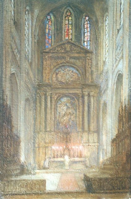 Ko Cossaar | A church interior, Öl auf Leinwand, 40,5 x 27,0 cm, signed l.l.