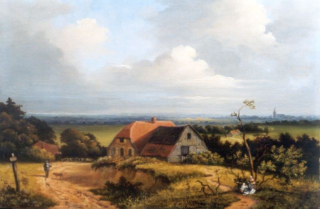 Mattheus Eliza Perné | Summer landscape near Arnhem (together with counterpart), Öl auf Holz, 23,2 x 30,7 cm, signed l.l. with initials