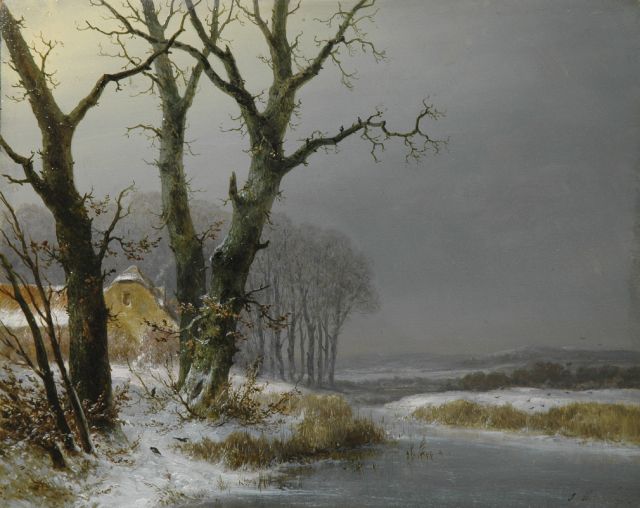 J.G. Hans | A frozen waterway, Öl auf Holz, 28,6 x 35,5 cm, signed l.r. traces