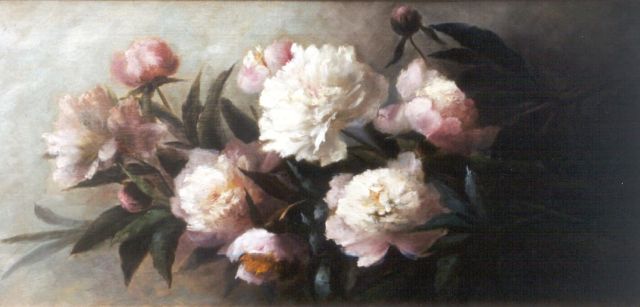 Clara Stenis-Breuer | Still life with peonies, Öl auf Leinwand, 38,4 x 78,3 cm