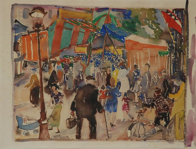 Visser S.  | Queensday, Amsterdam, Bleistift und Aquarell auf Papier 55,0 x 71,6 cm, signed left of the centre