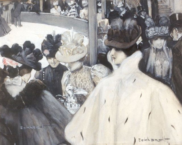 Oscar Eckhardt | At the ice skating rink, Aquarell auf Papier, 26,0 x 32,5 cm, signed l.r.