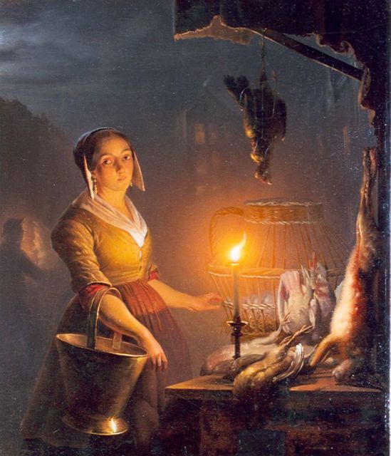 Petrus van Schendel | The night-market, Öl auf Holz, 39,0 x 33,0 cm, signed l.r. with traces of signature