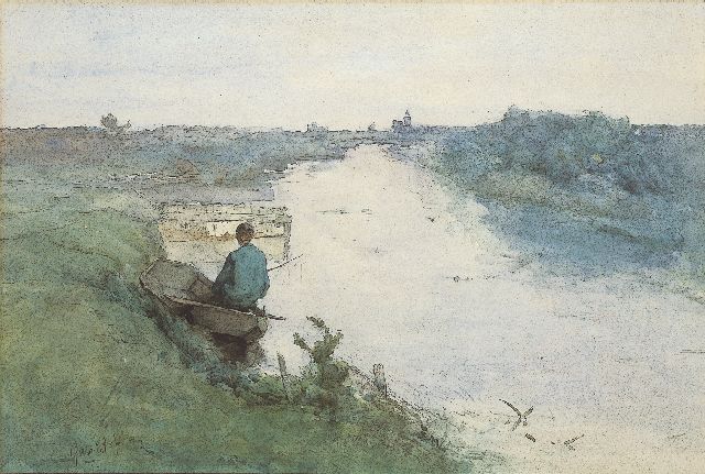 Paul Joseph Constantin Gabriel | A polder landscape, Aquarell auf Papier, 30,5 x 45,5 cm, signed l.l. twice