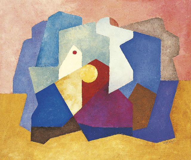 Wobbe Alkema | Compositie no. 14, Öl auf Holzfaser, 55,0 x 64,7 cm, signed l.r. with initials und dated '60