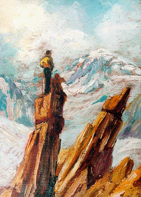 Louis Henri Magnat | The summit, Öl auf Holz, 21,8 x 15,7 cm, signed l.r.