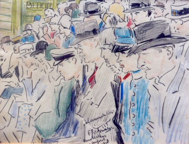 Ferdinand Erfmann | Spectators, Kreide auf Papier, 21,3 x 27,4 cm, signed l.c. und executed on 'August 9th 1928 Amsterdam'