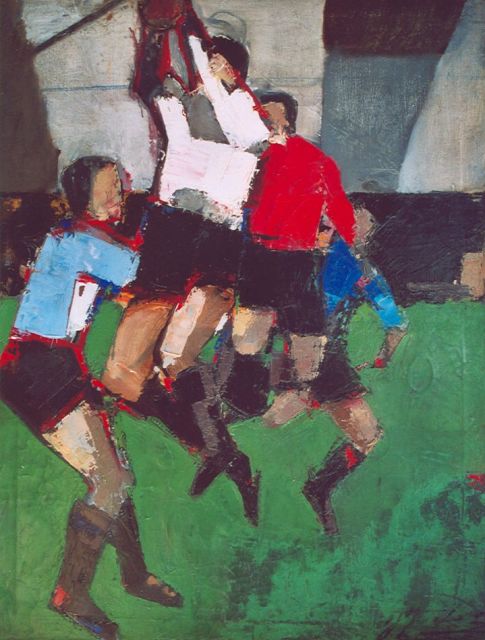 Onbekend | The keeper saves the ball, Öl auf Leinwand, 100,3 x 75,8 cm, te dateren ca. 1950