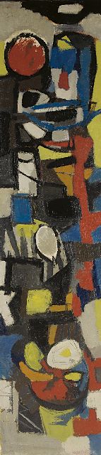 Bitter T.  | Interior, Öl auf Leinwand 190,3 x 45,5 cm, signed l.r. and on the stretcher und dated 1956 on the stretcher