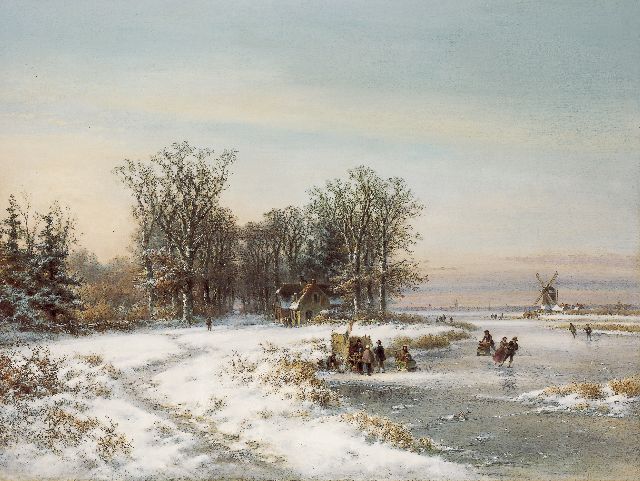Lodewijk Johannes Kleijn | Skaters on the ice, Öl auf Leinwand, 90,1 x 120,1 cm, signed l.l.