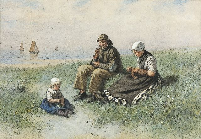 David Artz | A happy family, Bleistift und Aquarell auf Holzfaser, 58,0 x 82,5 cm, signed l.r.