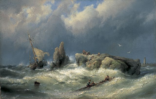 Jan H.B. Koekkoek | Shipwrecked, Öl auf Leinwand, 37,2 x 57,8 cm, signed l.r.
