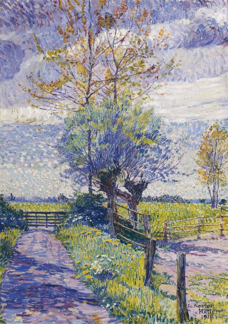 Jo Koster | A country lane in spring, Öl auf Leinwand, 38,2 x 27,3 cm, signed l.r. und dated 1918