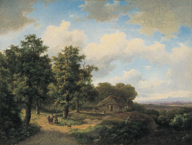 Koekkoek I M.A.  | Travellers on a country lane, Öl auf Leinwand 46,7 x 61,7 cm, signed l.l. und dated 1864
