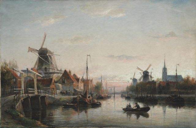 Christiaan Dommelshuizen | An evening landscape, Maassluis, Öl auf Leinwand, 52,2 x 79,1 cm, signed l.l. und dated 1897