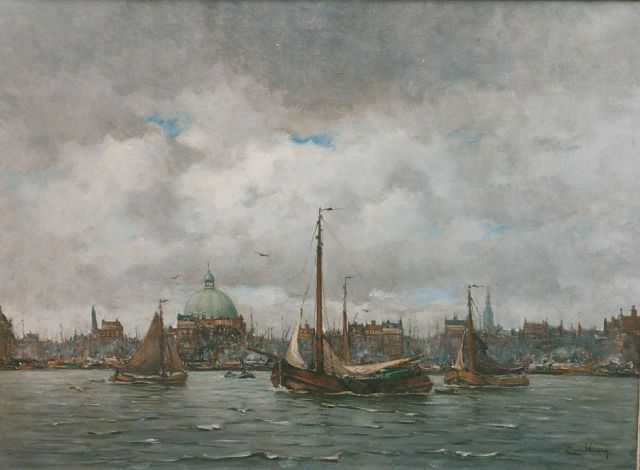 Kees van Waning | A view of the IJ Amsterdam, Öl auf Leinwand, 80,0 x 110,0 cm, signed l.r.