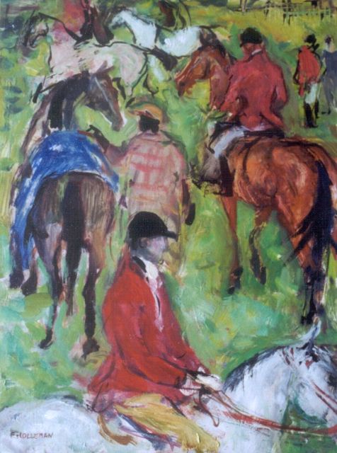 Holleman F.  | Horseriders, Öl auf Holzfaser 40,0 x 30,0 cm, signed l.l.
